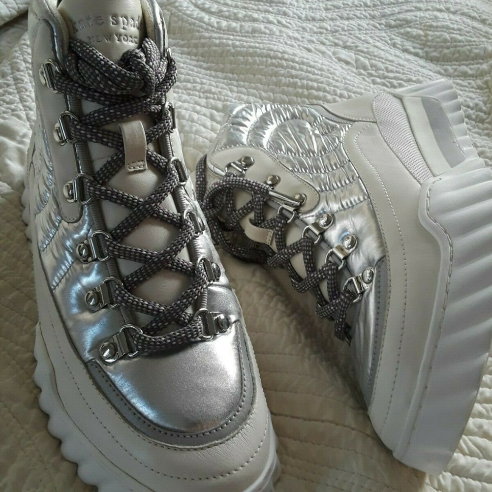 NWOB Kate Spade NY White Silver High Tops Size 7